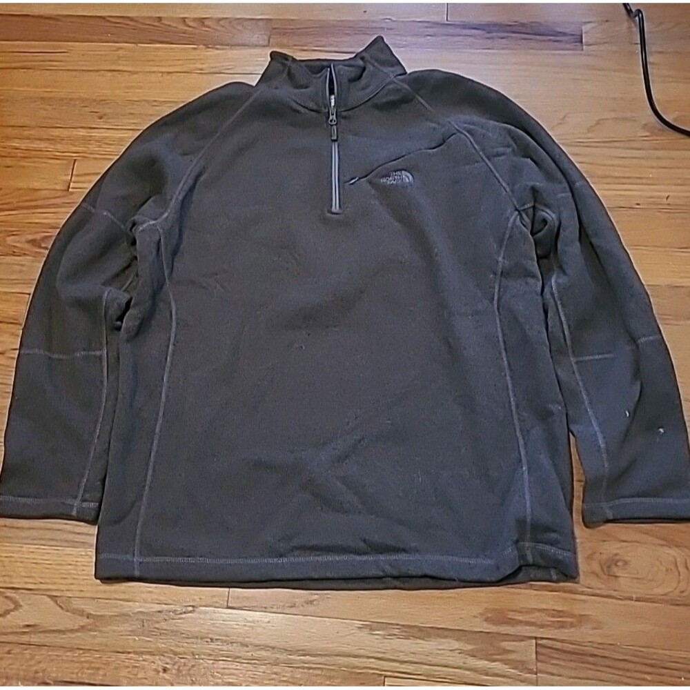 North Face Pullover Mens XL Gray Quarter Zip Fleece Outdoor Hiking Jacket